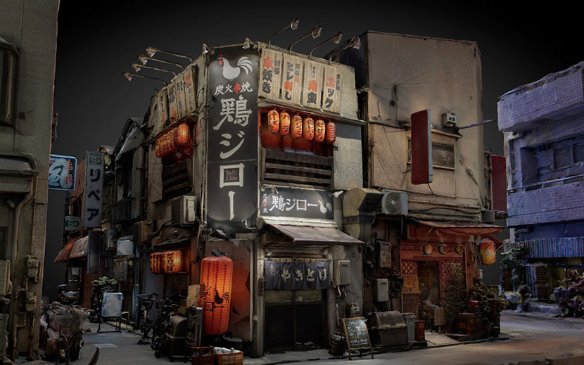 日本东京特色街区blend街边店铺老城区三轩茶屋C4D模型3d素材