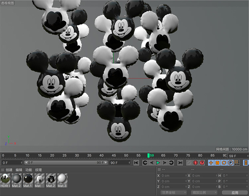 C4D米老鼠米奇气球飘动动画工程文件创意场景3D模型素材