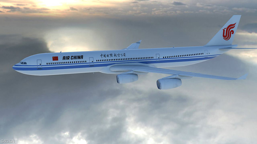 中国国际航空公司客机C4D模型 客机飞机