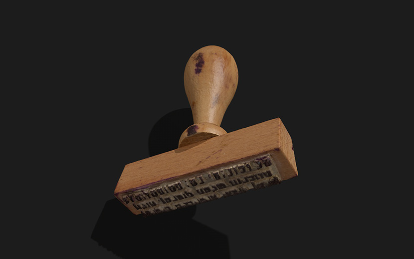 C4D犹太教宗教邮票章水印章木制复古印章创意场景3D模型素材