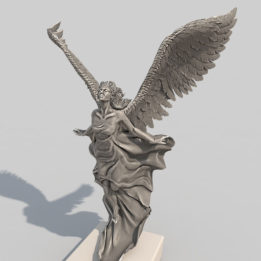 C4D欧美石膏雕塑obj女性翅膀天使之翼装饰雕塑fbx模型3d打印