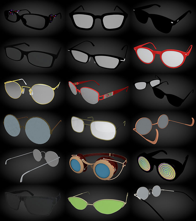 121套太阳镜时装3d电影朋克复古卡通动漫望远镜AR眼镜C4D模型