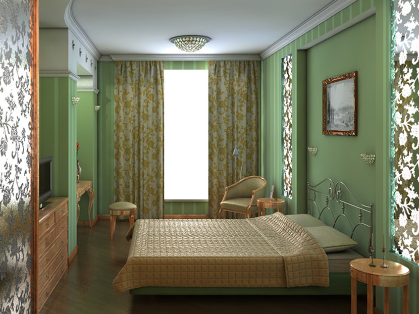 C4D室内模型绿色卧室渲染模型创意场景3D模型素材