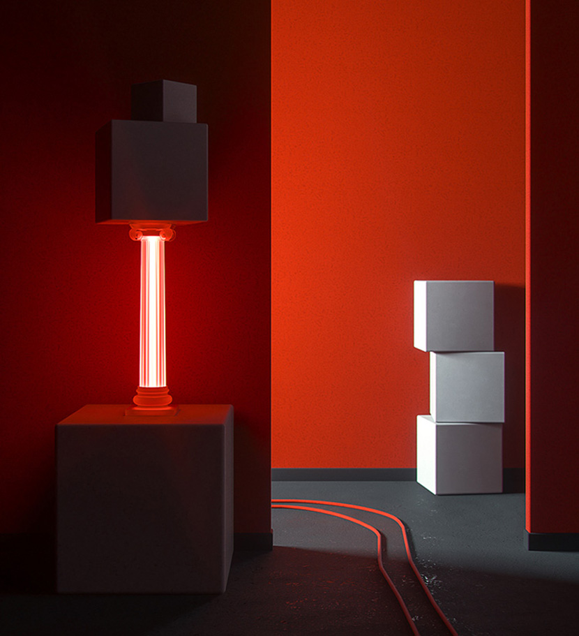 室内角落的灯光创意C4D OC工程创意场景3D模型素材