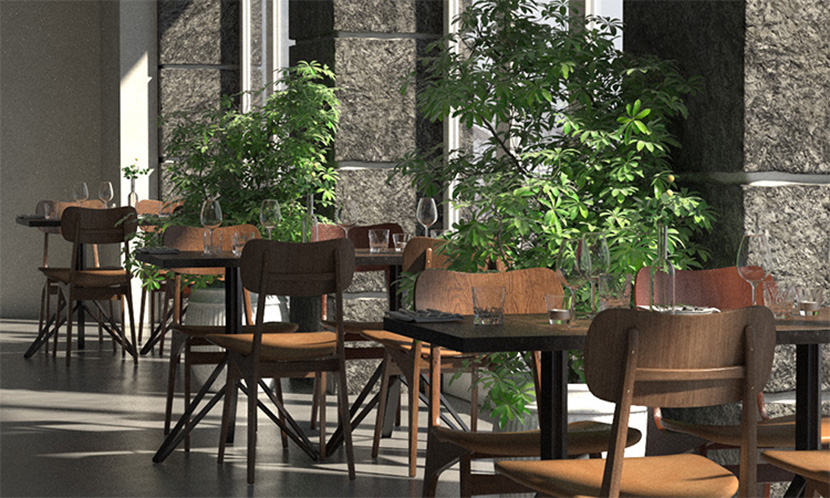 餐厅C4D模型小资餐馆饭店商业空间室内设计创意场景3D素材