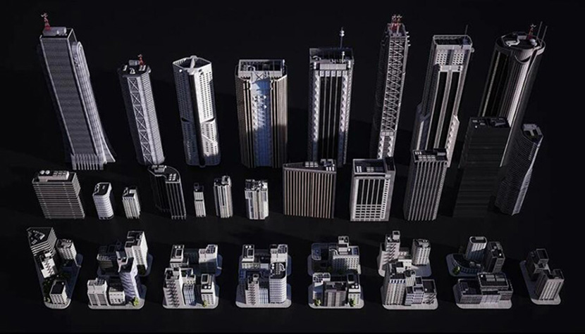 C4D国外新东京摩天高楼大楼巨型建筑空间概念三维3D模型合集