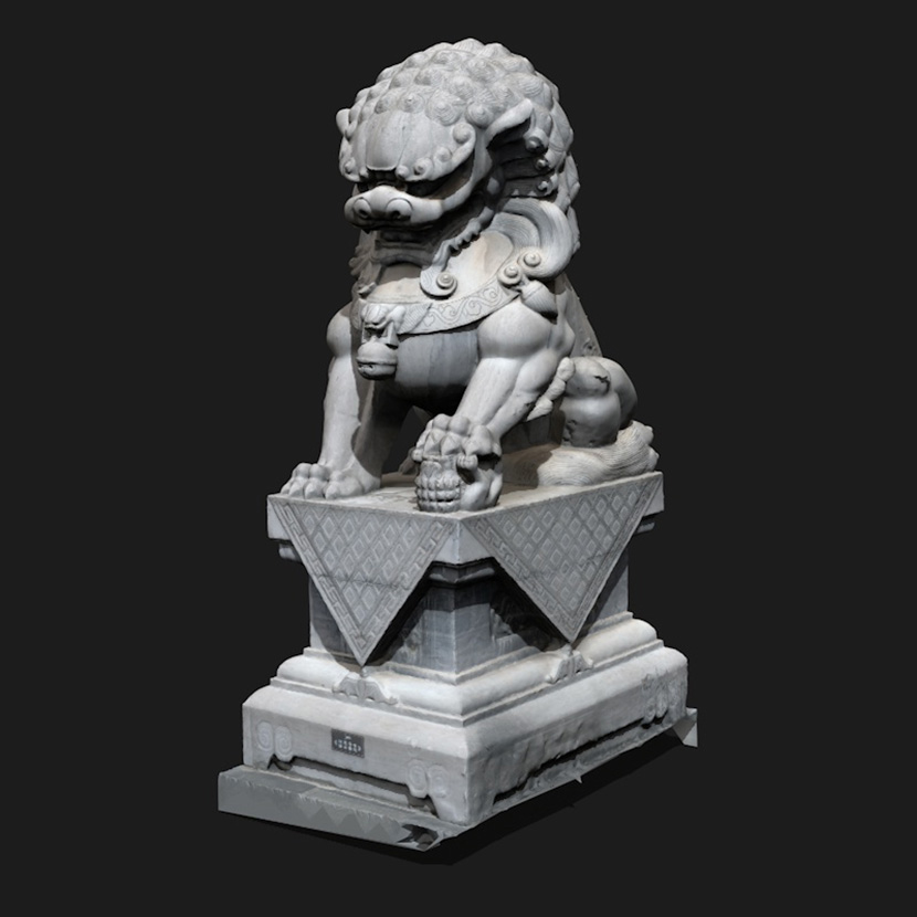 C4D石狮子模型宫廷石狮中华传统辟邪神兽镇宅瑞兽雕塑3D素材