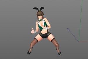 C4D FBX 3D人物形象兔女郎绑定骨骼动画工程游戏角色素材