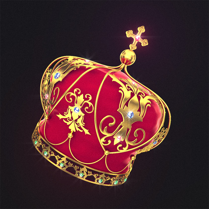 欧式金色皇冠王冠C4D redshift模型创意场景3D模型素材