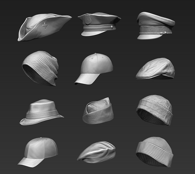 C4D科幻机甲头盔外星人男女头部+帽子3D模型素材OBJ STL合集