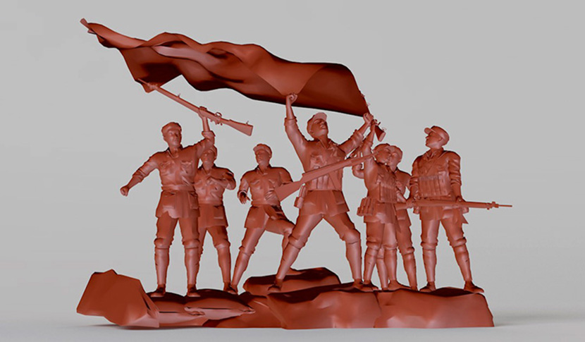 8组红军群体雕塑 革命题材雕塑C4D模型创意场景3D模型素材
