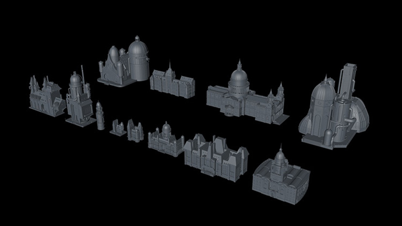 西方贵族风格楼房建筑C4D模型欧式创意场景3D模型素材