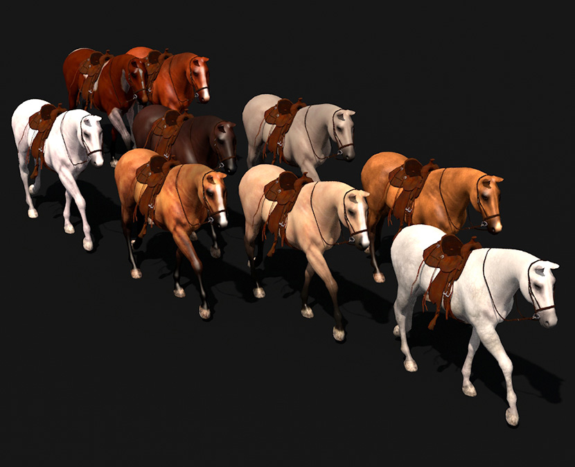 C4D马匹骏马动物马鞍OBJ模型MAYA创意场景3D模型FBX素材