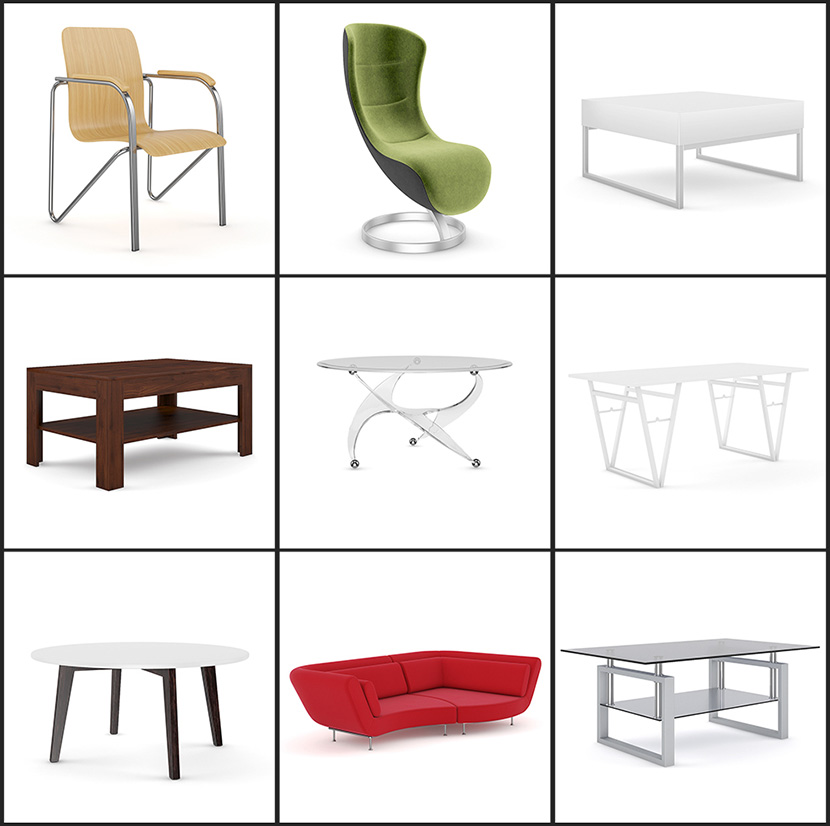 35个桌子椅子模型合集椅子桌子休闲椅沙发C4D创意场景3D素材