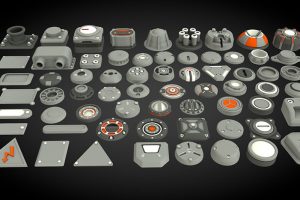 65个blend五金机械零件科幻朋克金属C4D模型3d素材创意场景