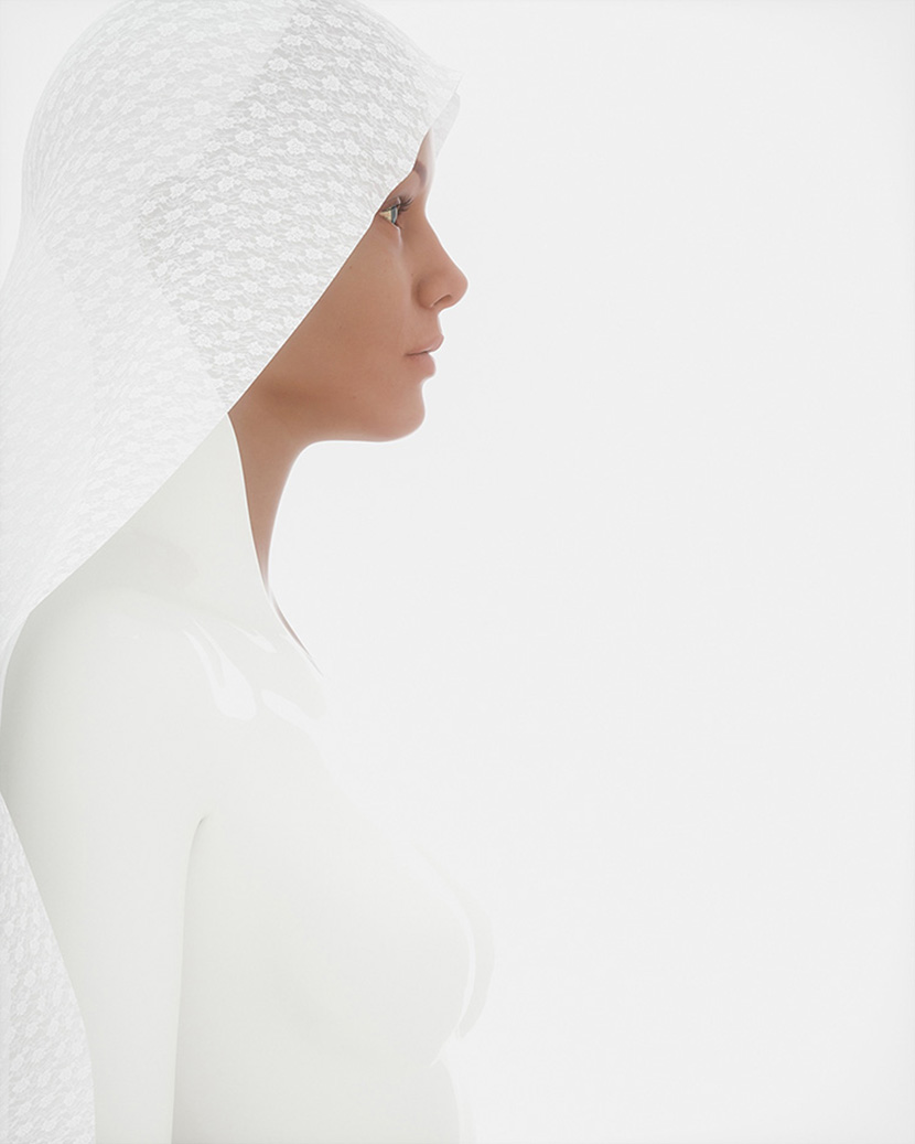 头披蕾丝白纱的女人C4D OC工程文件创意场景3D模型素材