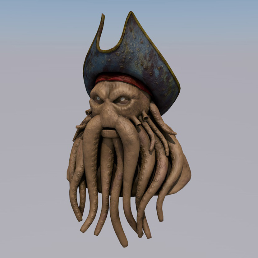 C4D加勒比海盗章鱼头深海阎王戴维琼斯模型FBX创意场景3D素材