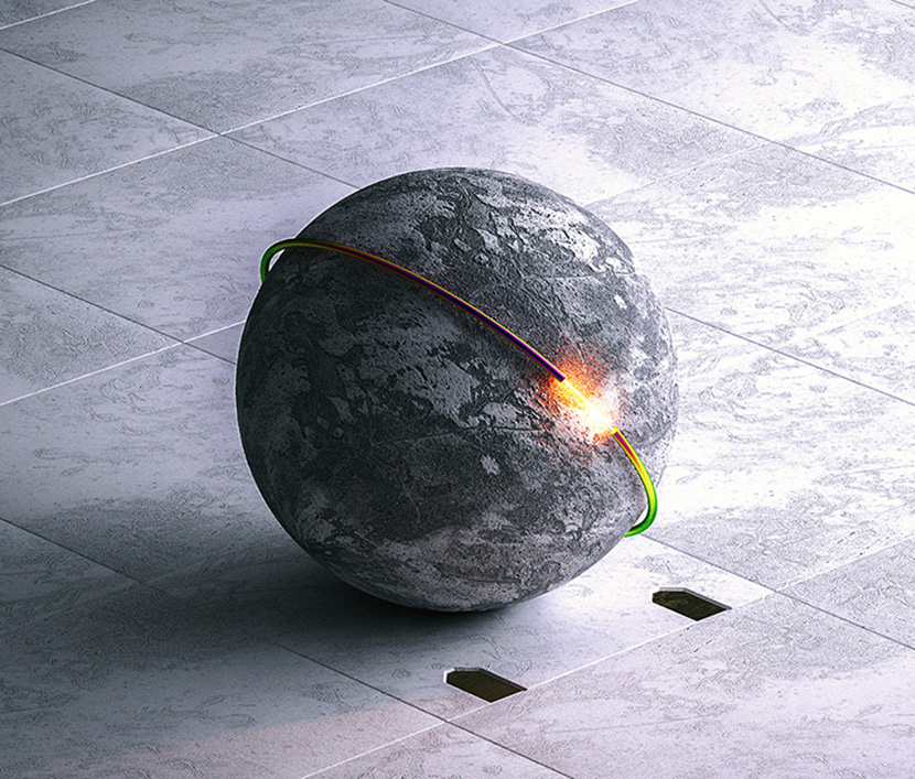 C4D精品OC工程发光设备科幻金属光线连接的融球创意圆球