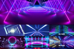 29套创意霓虹灯艺术空间设计绚丽电商舞台效果C4D模型OC渲染