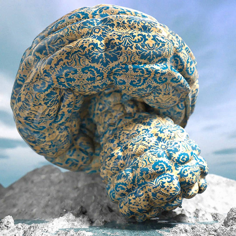 C4D科幻花纹蘑菇造型创意工程创意场景3D模型素材