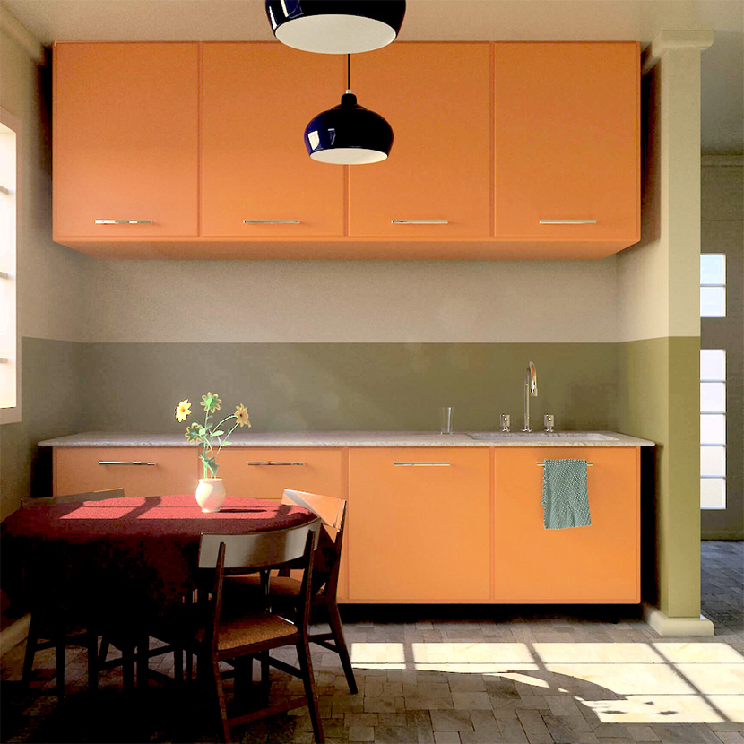 C4D Redshift室内渲染厨房餐厅模型创意场景3D模型素材