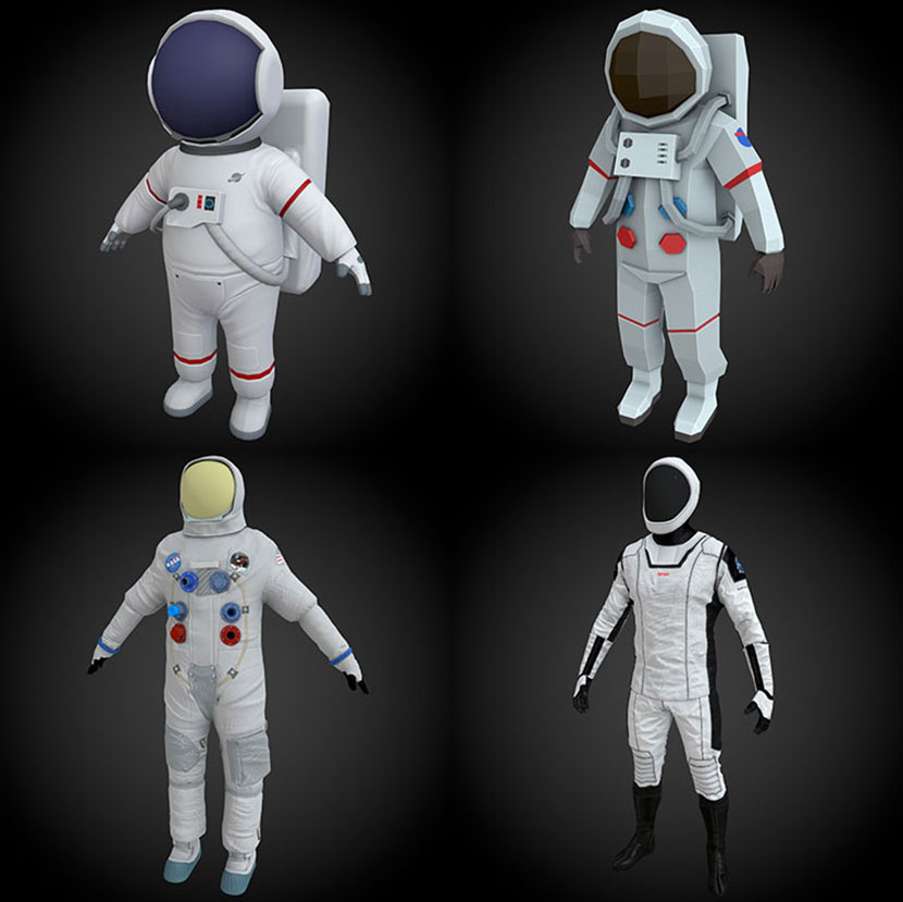 22款科fbx幻太空宇航员C4D模型blend合集游戏机甲人物3d角色