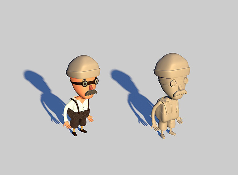 卡通老人人物游戏角色C4D模型创意场景3D模型素材
