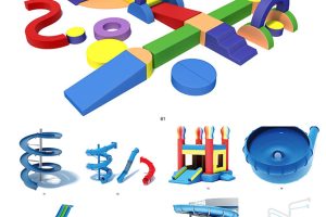 61款水上游乐园游乐场玩具设施沙滩椅滑梯C4D模型设计素材库