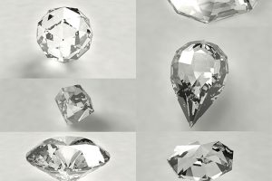 8款水晶钻石C4D-3D模型创意场景3D婚礼钻石模型素材