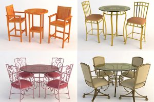 58款欧式铁艺桌椅茶桌圆桌餐桌 玻璃桌椅C4D模型创意3D素材
