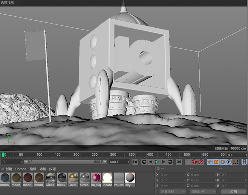 C4D月球火箭发射卡通动画阿诺德渲染器arnold工程创意3D素材