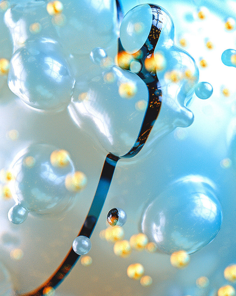 7款C4D精品工程微生物颗粒科幻外星DNA金属水泡能量球