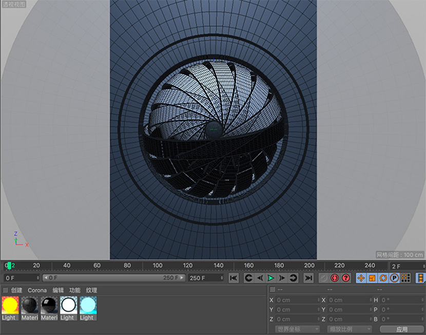 旋转的科幻叶片动画C4D corona动画工程文件创意场景3D素材