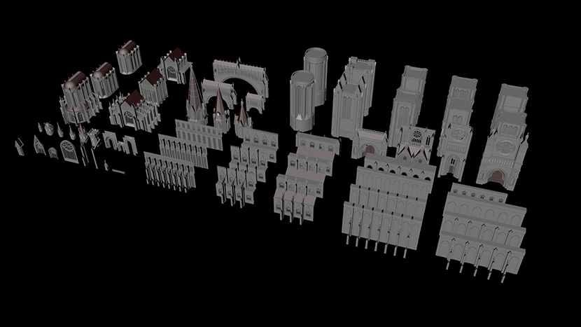 哥特建筑场景3D模型暗黑史诗哥特风格创意场景3D模型素材