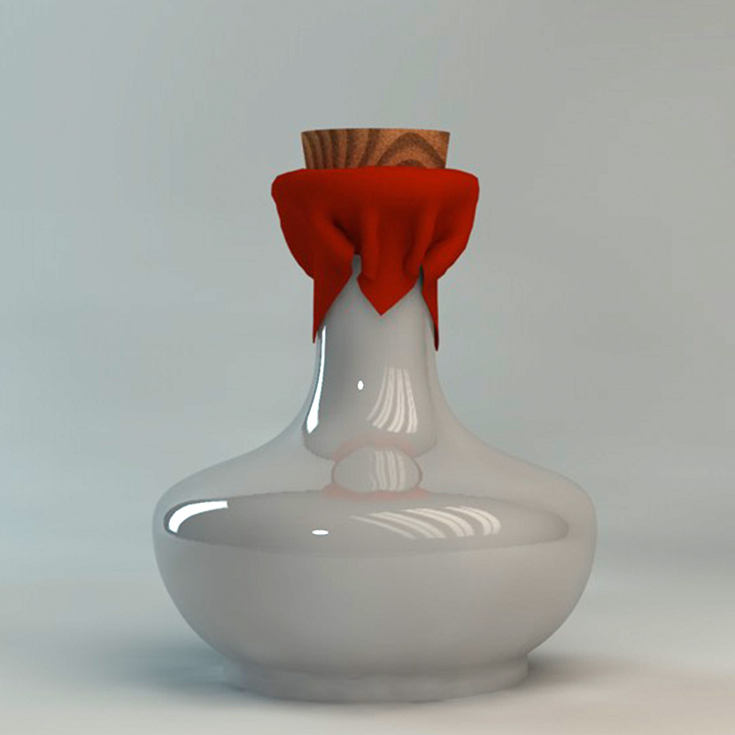 木塞白酒瓶C4D瓷器陶瓷酒瓶模型创意场景3D模型素材