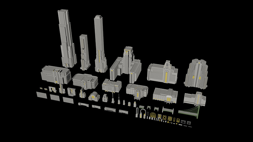 欧洲复古建筑场景3D模型C4D创意场景3D模型素材巴黎纽约老街