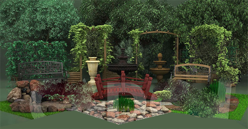 59个高精植物喷泉艺术雕塑椅子木桥花园景观藤蔓拱门c4d模型