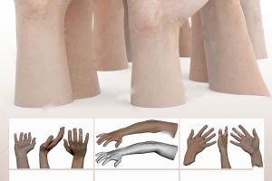 11个男性手势手姿势3D扫描C4D模型创意人物角色塑造FBX素材