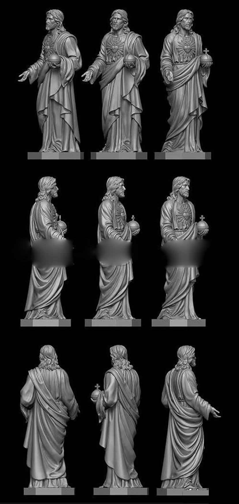 创意场景耶稣人物雕塑雕像摆件3D模型工程C4D建模OBJ素材