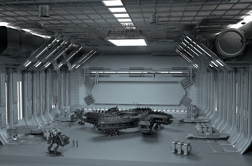 C4D太空科幻机械舱创意模型工程机器人飞船场景3D模型素材
