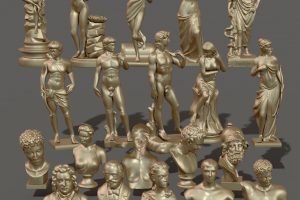 20个欧洲著名雕塑C4D模型大卫OBJ维纳斯荷马FBX石膏像3D素材