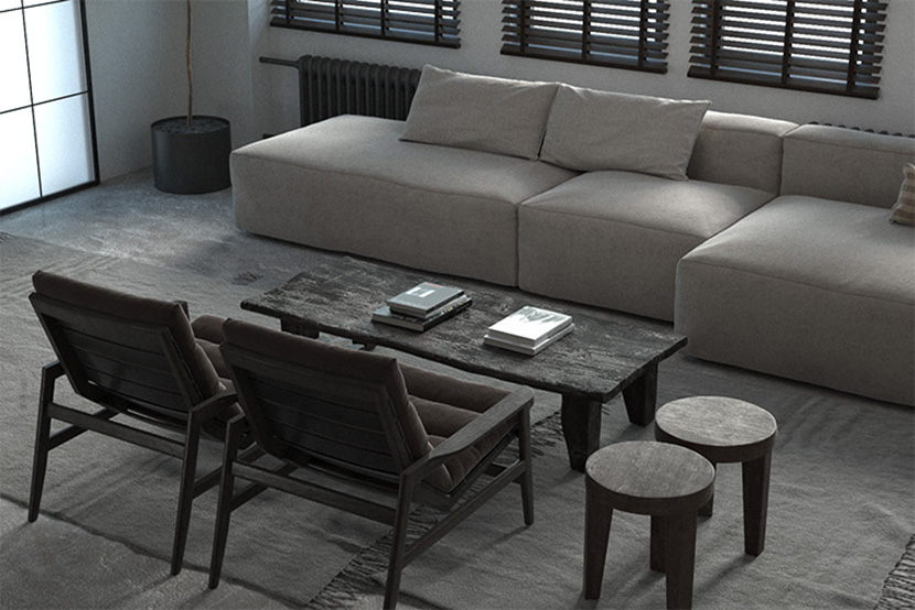 C4D室内模型现代客厅室内设计元素创意场景3D模型素材