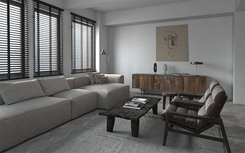 C4D室内模型现代客厅室内设计元素创意场景3D模型素材