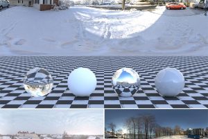 HDRI环境贴图C4D户外冬天雪地雪景hdr天空灯光3D渲染素材