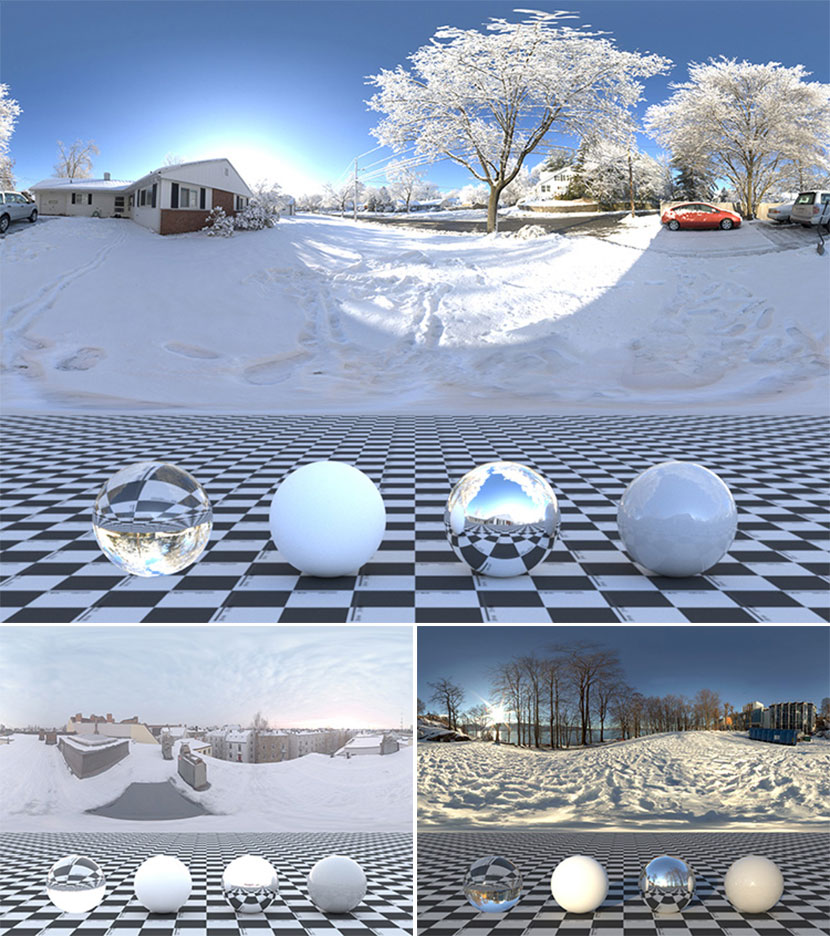 HDRI环境贴图C4D户外冬天雪地雪景hdr天空灯光3D渲染素材