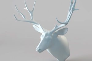 鹿头装饰雕塑C4D模型创意场景3D模型素材石膏像