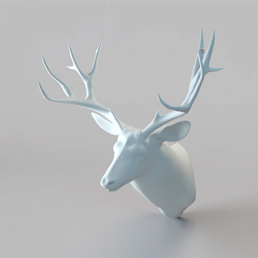 鹿头装饰雕塑C4D模型创意场景3D模型素材石膏像