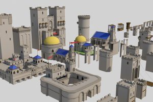 100+低面卡通城堡建筑C4D模型创意场景3D模型素材帝国时代