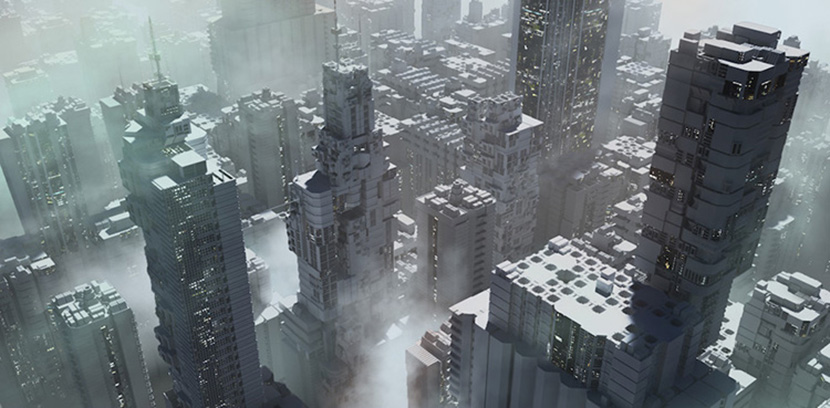未来科幻建筑楼房城市3D模型创意场景3D模型素材
