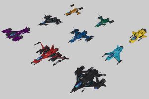 9个低面卡通星际飞船C4D模型创意场景3D模型素材